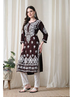 Load image into Gallery viewer, Dhara Modal Chikankari Straight Kurti