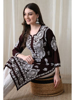 Load image into Gallery viewer, Dhara Modal Chikankari Straight Kurti