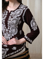 Load image into Gallery viewer, Dhara Modal Chikankari Straight Kurti