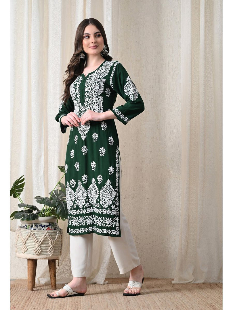 Dhara Modal Chikankari Straight Kurti