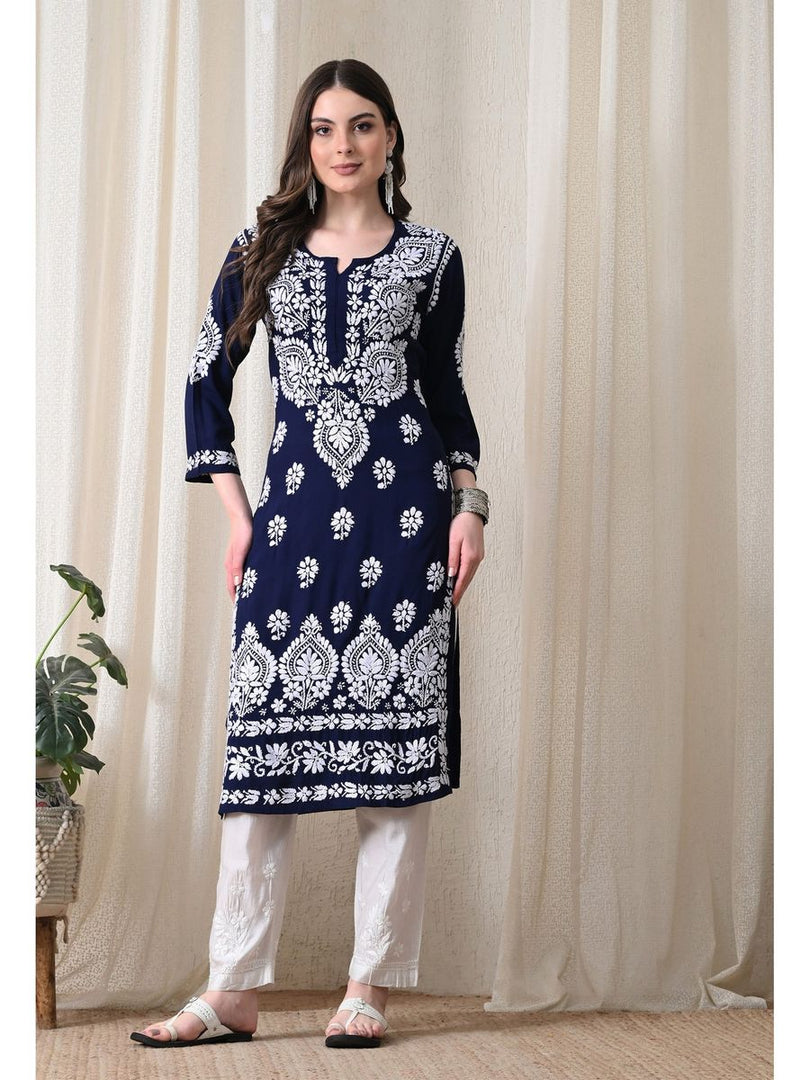 Dhara Modal Chikankari Straight Kurti