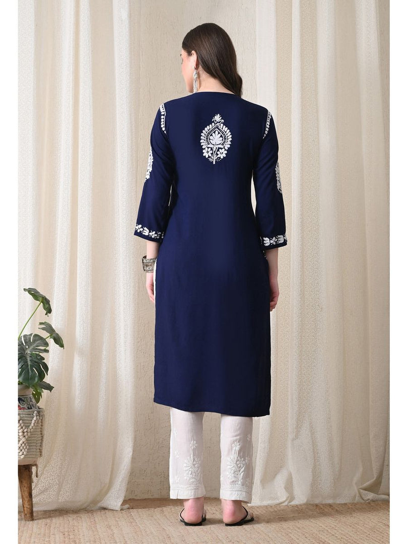 Dhara Modal Chikankari Straight Kurti