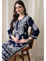 Load image into Gallery viewer, Dhara Modal Chikankari Straight Kurti