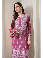Load image into Gallery viewer, Dhara Modal Chikankari Straight Kurti