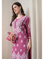 Load image into Gallery viewer, Dhara Modal Chikankari Straight Kurti