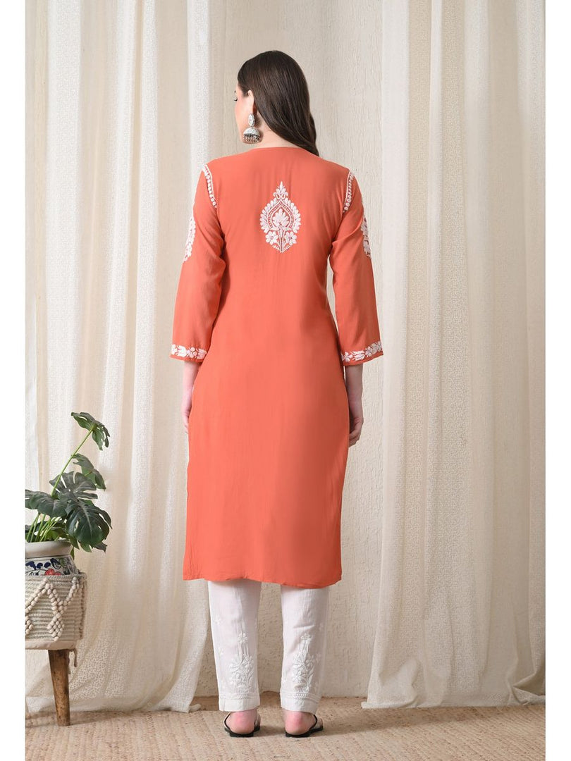 Dhara Modal Chikankari Straight Kurti