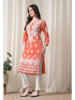 Load image into Gallery viewer, Dhara Modal Chikankari Straight Kurti