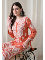 Load image into Gallery viewer, Dhara Modal Chikankari Straight Kurti