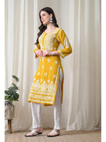 Load image into Gallery viewer, Dhara Modal Chikankari Straight Kurti