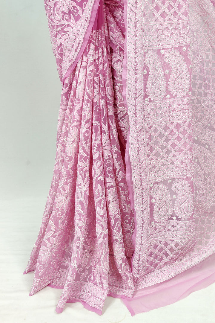 Gulzar Heavy Work Georgette Chikankari Saree