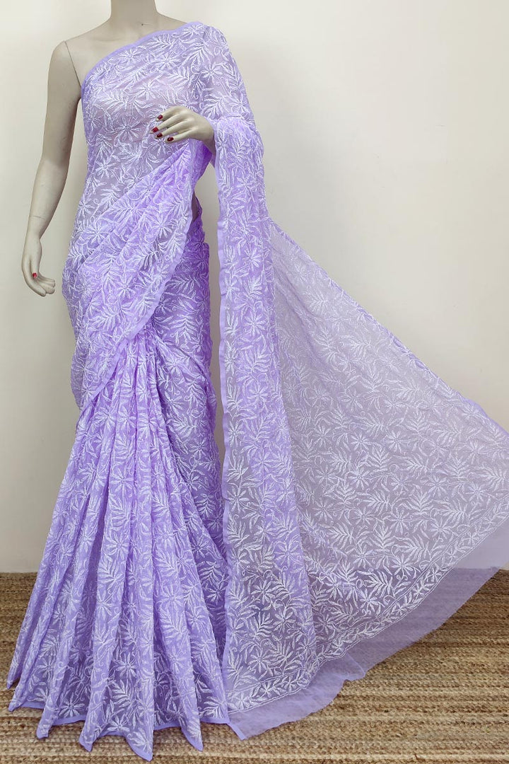 Tepchi work chikankari saree