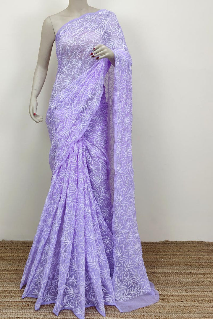 Tepchi work chikankari saree
