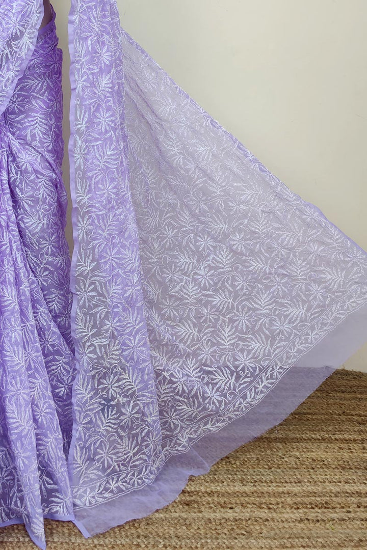 Tepchi work chikankari saree