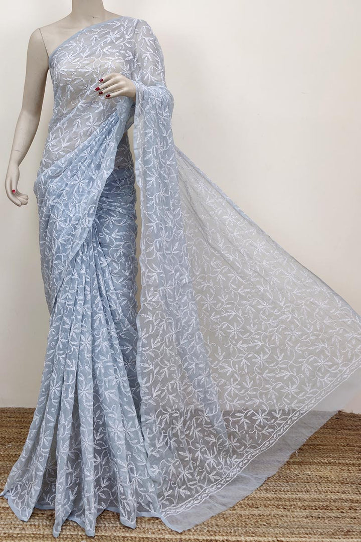 Tepchi work chikankari saree