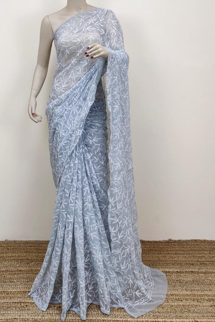 Tepchi work chikankari saree