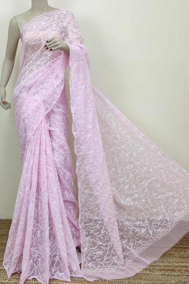 Tepchi work chikankari saree
