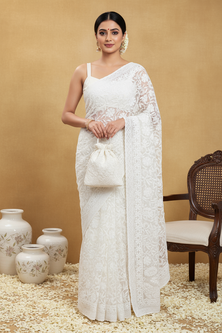 Gulzar Full Jaal Chikankari Saree
