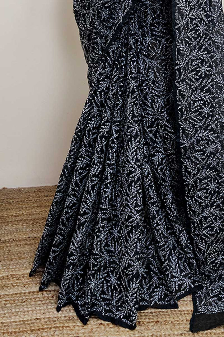 Tepchi work chikankari saree