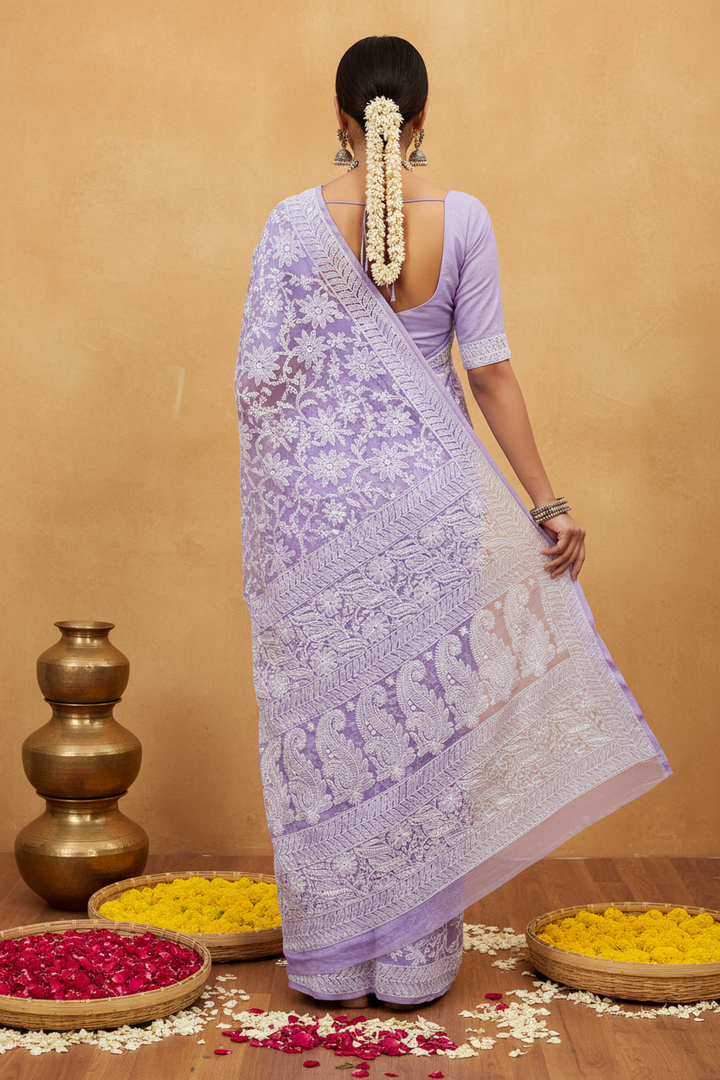 Gulzar Heavy Work Georgette Chikankari Saree