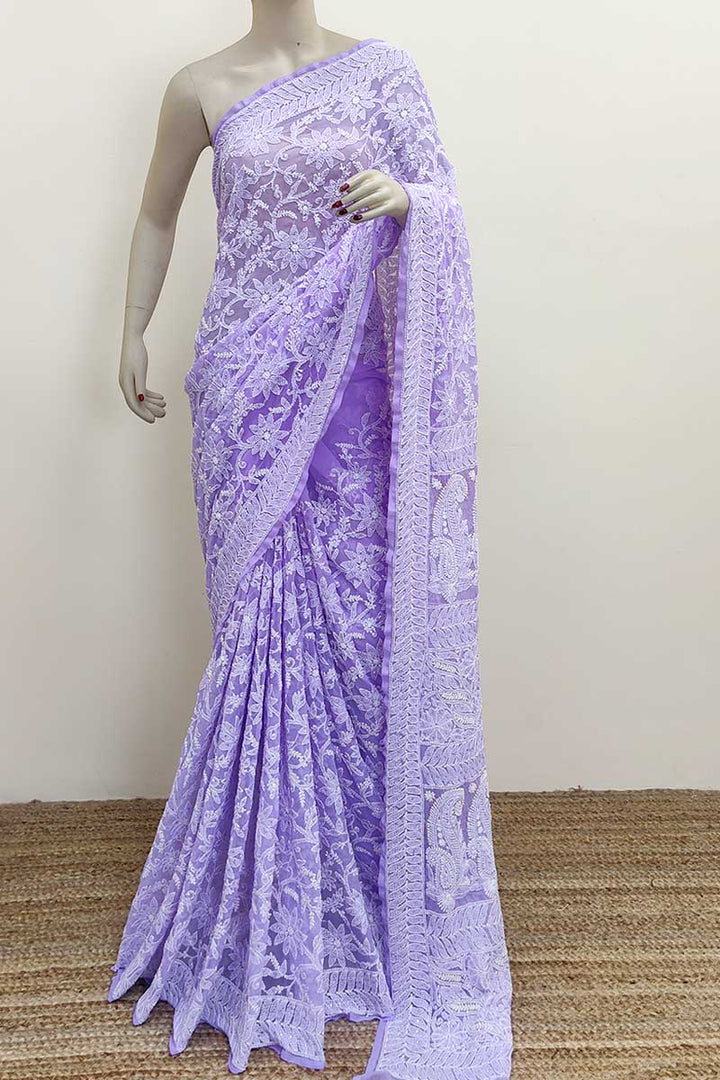 Gulzar Heavy Work Georgette Chikankari Saree