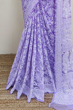 Load image into Gallery viewer, Gulzar Heavy Work Georgette Chikankari Saree
