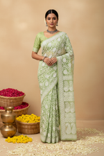 Load image into Gallery viewer, Gulzar Heavy Work Georgette Chikankari Saree
