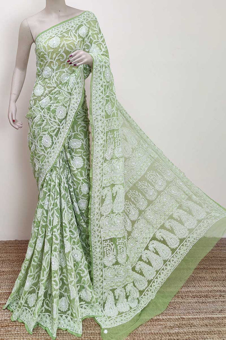Gulzar Heavy Work Georgette Chikankari Saree