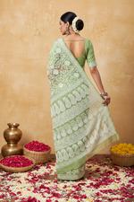 Load image into Gallery viewer, Gulzar Heavy Work Georgette Chikankari Saree
