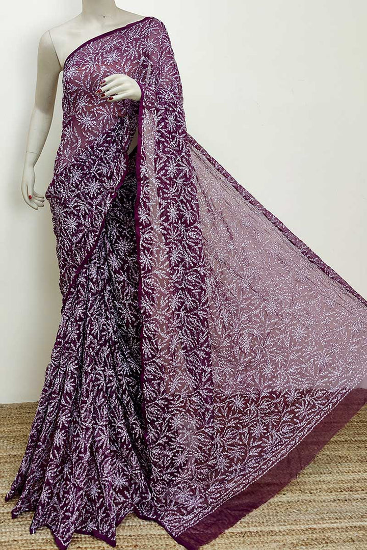Tepchi work chikankari saree