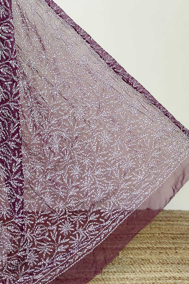 Tepchi work chikankari saree