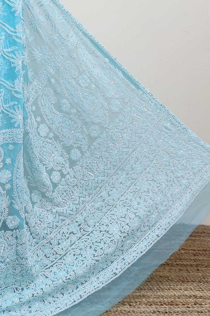 Gulzar Heavy Work Georgette Chikankari Saree