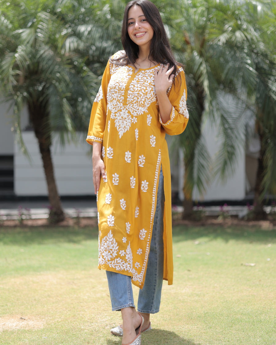 Najuk Modal Chikankari Straight Kurti