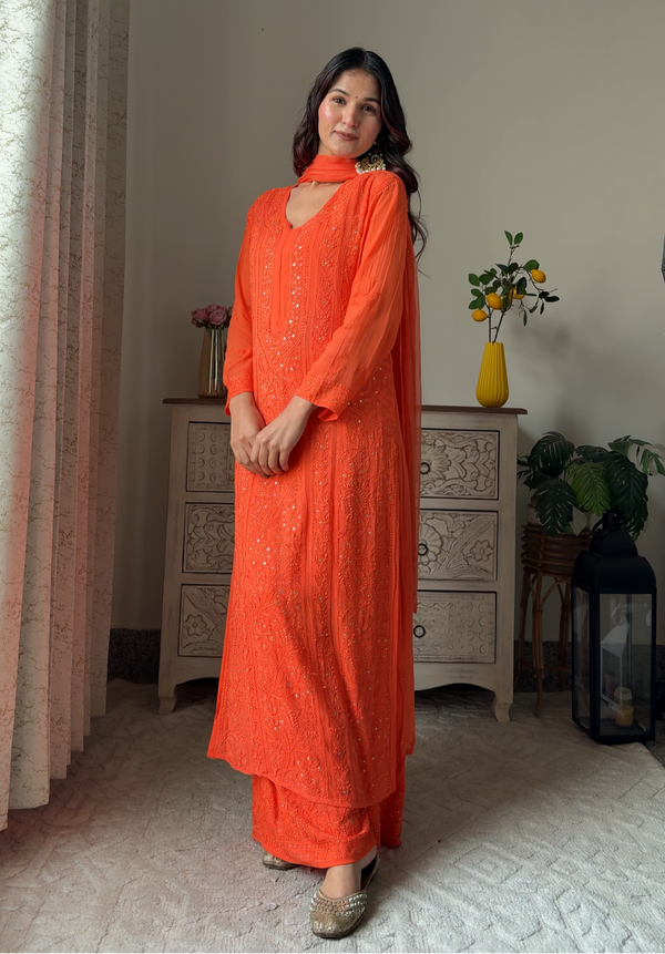 Nagma Premium Chikankari Mukaish Viscose Set