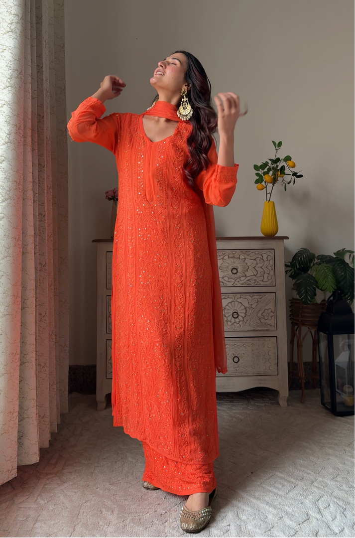 Nagma Premium Chikankari Mukaish Viscose Set