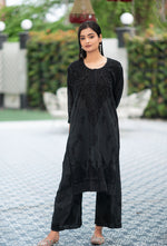 Load image into Gallery viewer, Hayat Chikankari Kurti Set Black