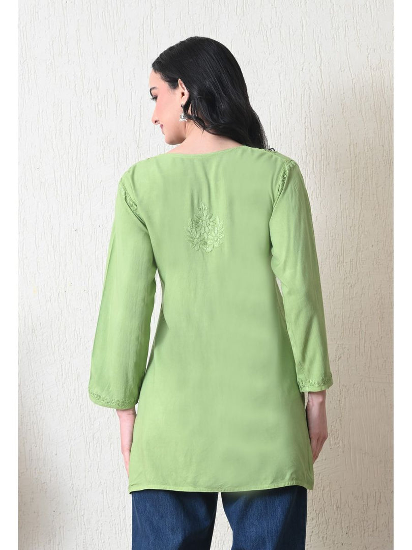 Bela Dyed Rayon Short Chikankari Kurti