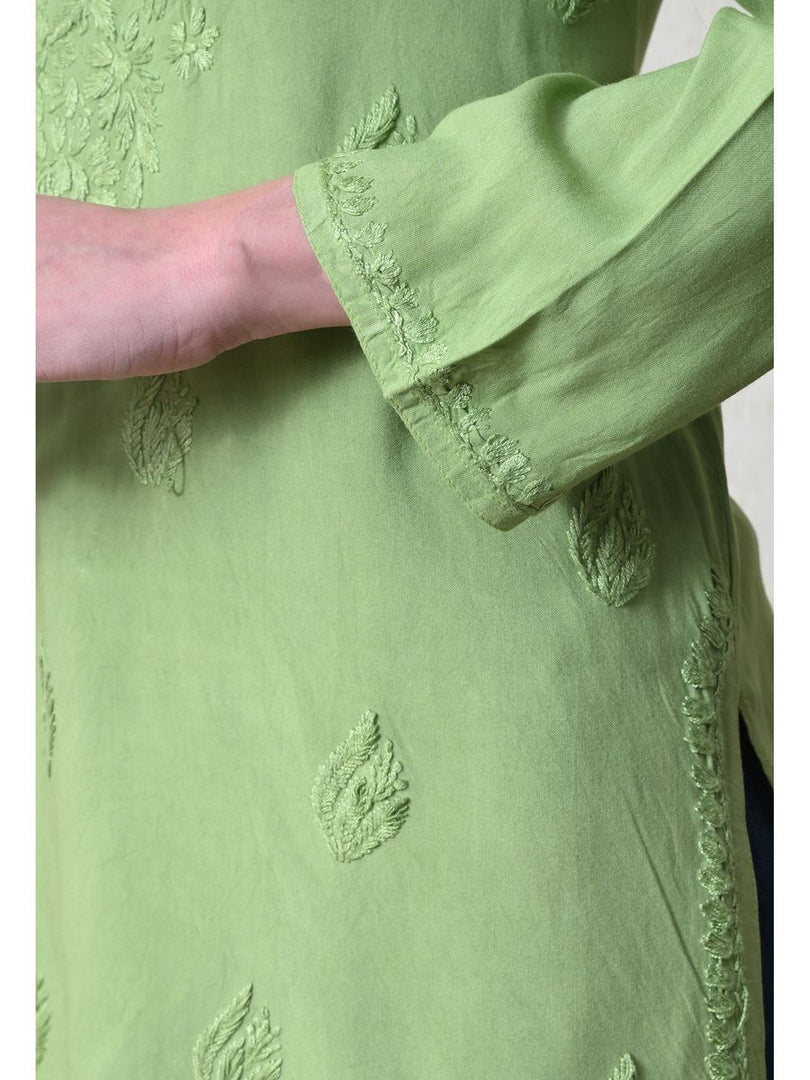 Bela Dyed Rayon Short Chikankari Kurti