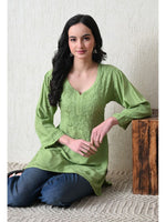 Load image into Gallery viewer, Bela Dyed Rayon Short Chikankari Kurti
