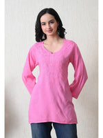Load image into Gallery viewer, Bela Dyed Rayon Short Chikankari Kurti