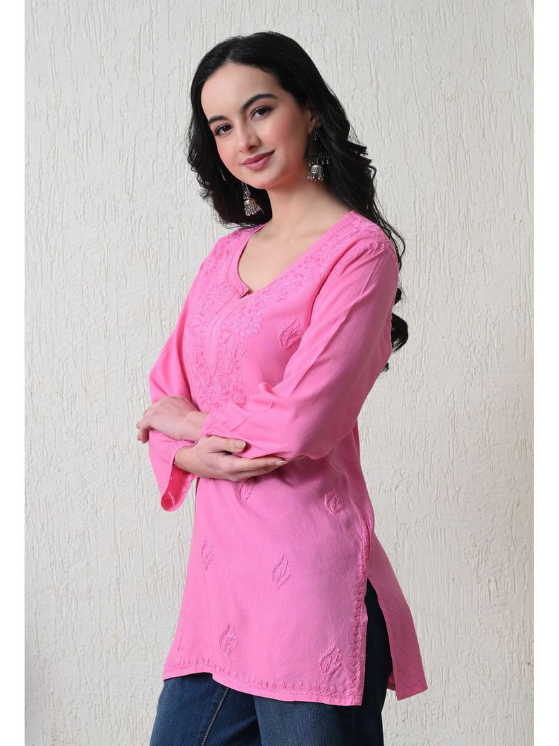 Bela Dyed Rayon Short Chikankari Kurti