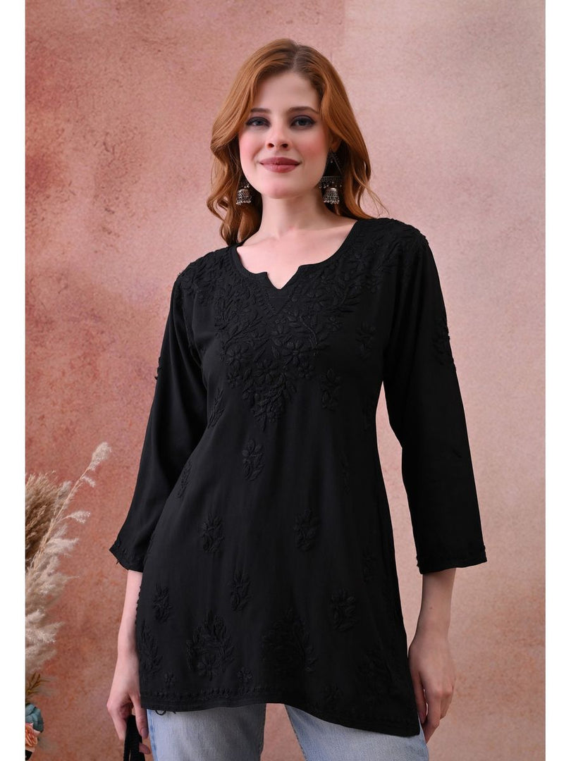 Bela Dyed Rayon Short Chikankari Kurti
