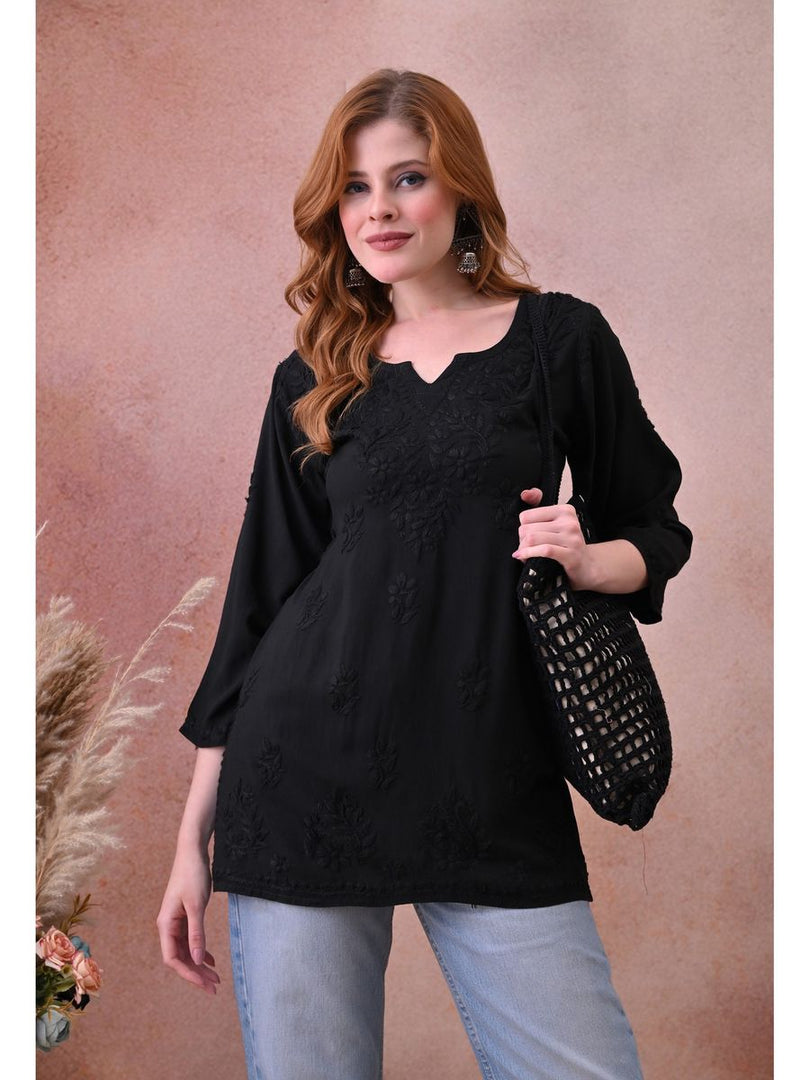 Bela Dyed Rayon Short Chikankari Kurti