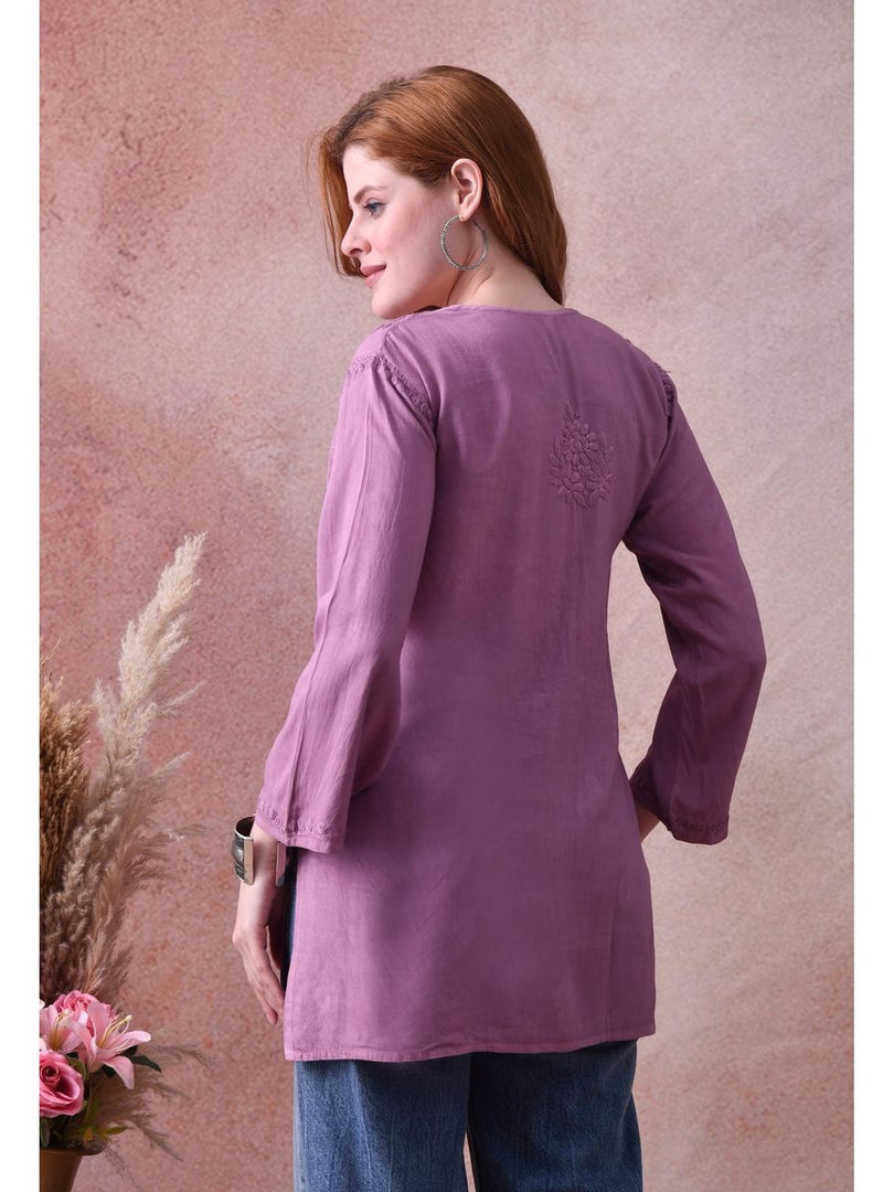 Bela Dyed Rayon Short Chikankari Kurti