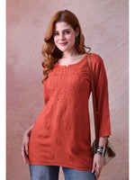 Load image into Gallery viewer, Bela Dyed Rayon Short Chikankari Kurti