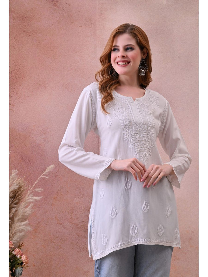 Bela Dyed Rayon Short Chikankari Kurti