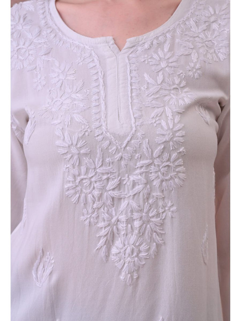 Bela Dyed Rayon Short Chikankari Kurti