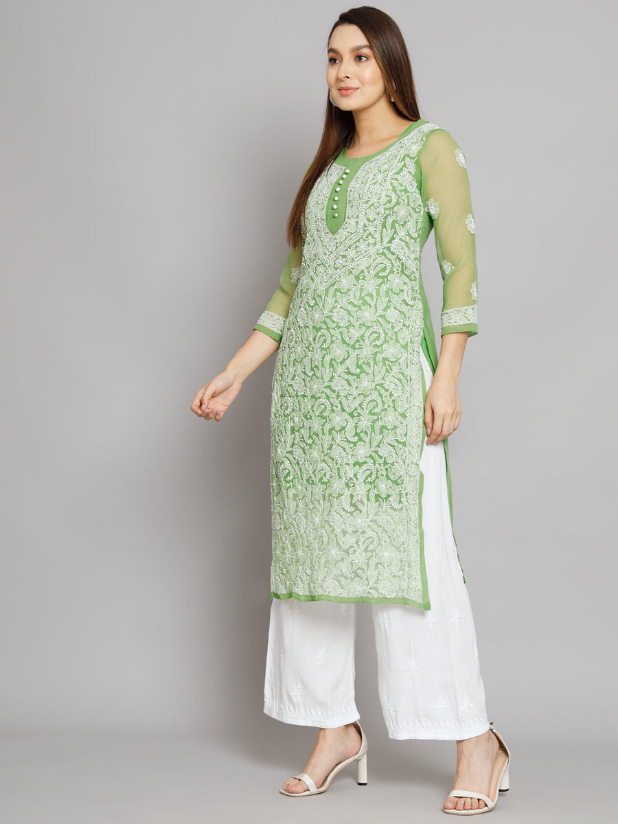 Zara Georgette Chikankari Kurta