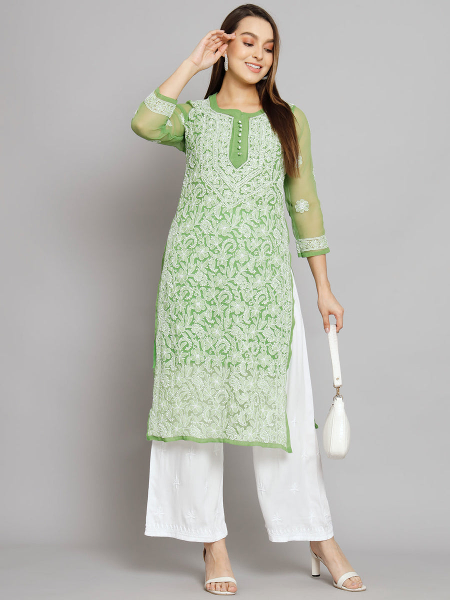 Zara Georgette Chikankari Kurta