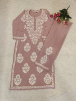Load image into Gallery viewer, Chanderi Chikankari Kurti Pallazo Set
