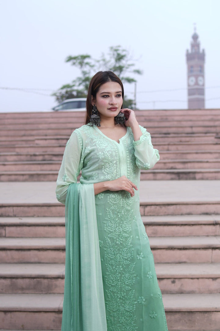 Gulfam Rose Pannel Viscose Kurti Set